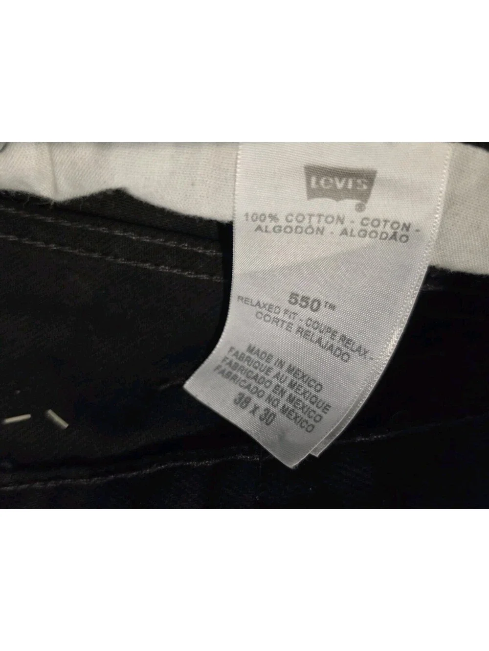 Vintage Levis 550 Mens Jeans 38x30 Black Batwing Tag Relaxed Fit Denim Mexico